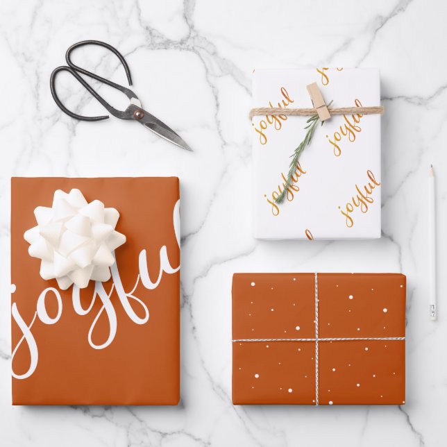 Joyful Script Snowflake Olive Green Holiday Wrappi Wrapping Paper Sheets (Front)