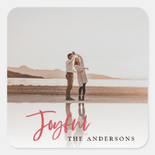 Joyful script text holiday Christmas Square Sticker