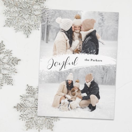Joyful Script with Snowy Brushstroke 2_Photo Holiday Card