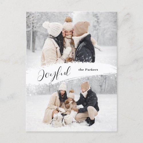 Joyful Script with Snowy Brushstroke 2_Photo Holiday Postcard