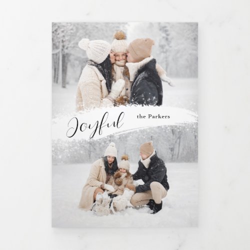 Joyful Script with Snowy Brushstroke 2_Photo Tri_Fold Card