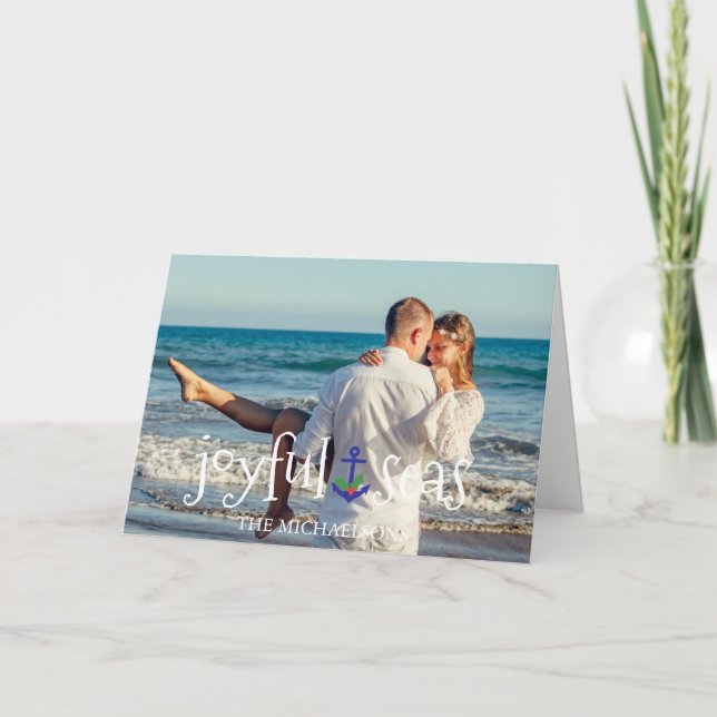 Joyful Seas Beach Nautical Christmas Holiday Card (Front)