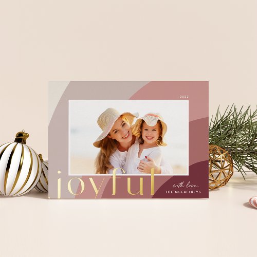 Joyful Shades  Modern Horizontal Photo Foil Holiday Card