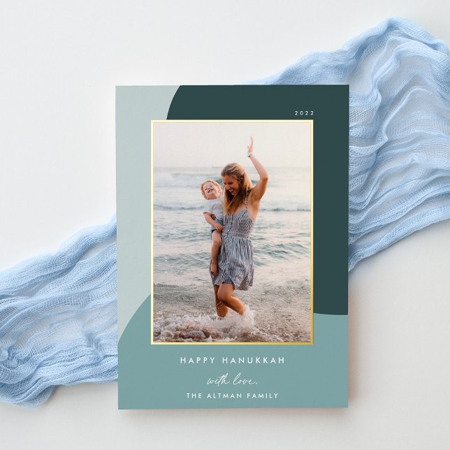 Joyful Shades Vertical Photo Hanukkah Foil Holiday Card (Creator Uploaded)