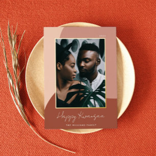 Joyful Shades Vertical Photo Kwanzaa Foil Holiday Card