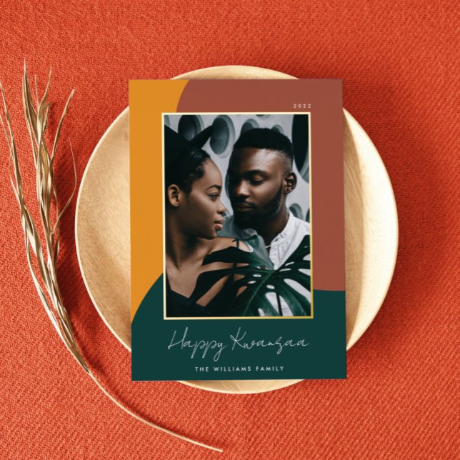 Joyful Shades Vertical Photo Kwanzaa Foil Holiday Card (Creator Uploaded)