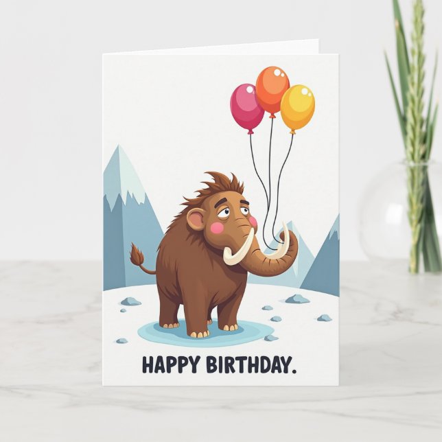 Joyful Shaggy Creature Balloon Card (Front)