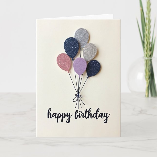 Joyful Shimmering Balloons Card (Front)