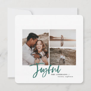 Joyful simple elegant multi photo christmas card