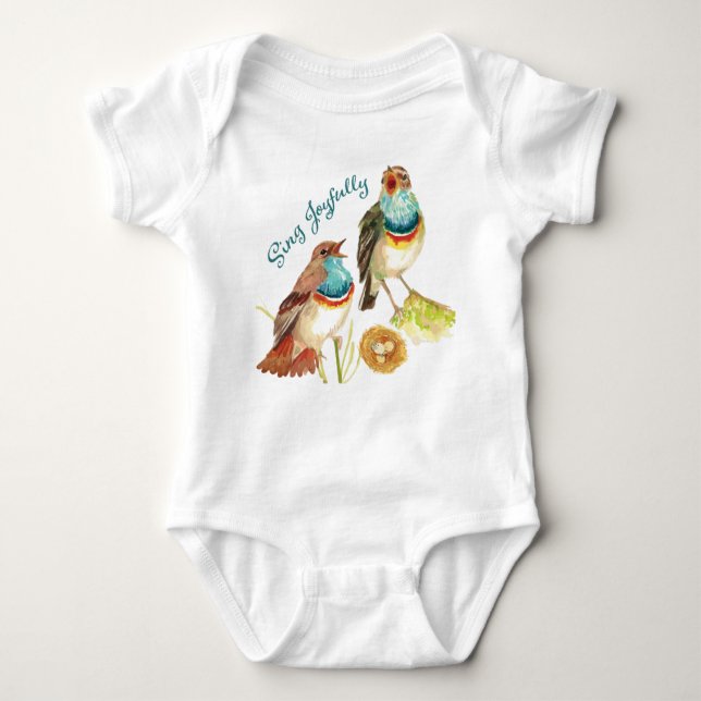 Joyful Singing Birds Baby Bodysuit (Front)