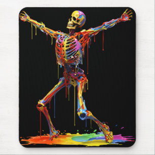 Joyful Skeleton: Dance of Colors Mouse Pad