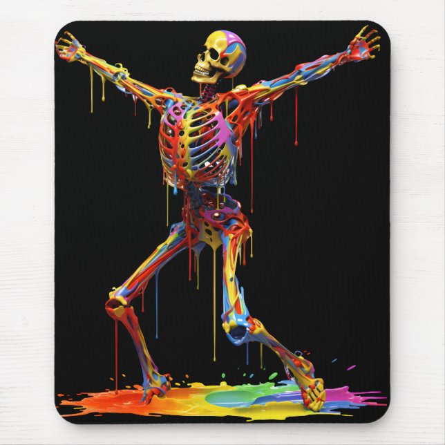 Joyful Skeleton: Dance of Colors Mouse Pad (Front)
