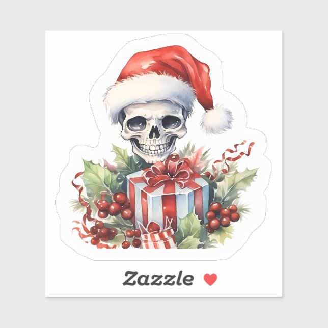Joyful Skeleton With Christmas Gifts Sticker (Sheet)