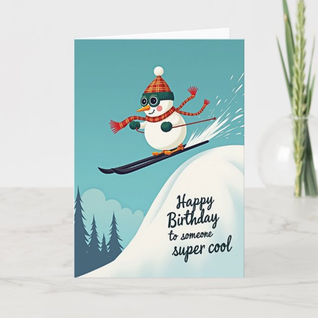 Joyful Skiing Snowman Card (Front)