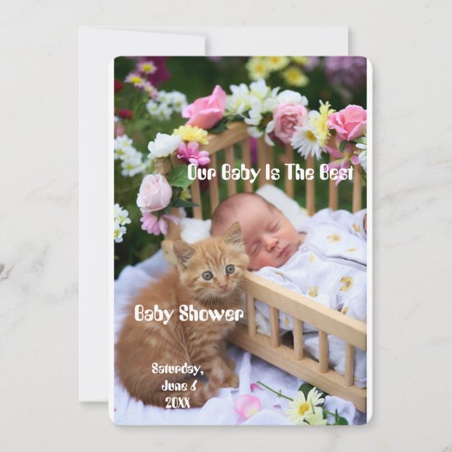 Joyful Smiling Baby & Happy Kitten Vibe Invitation (Front)