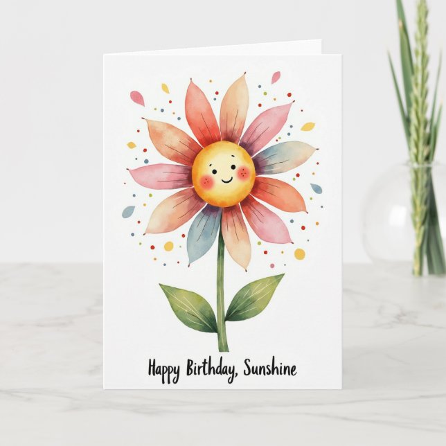 Joyful Smiling Flower Card (Front)
