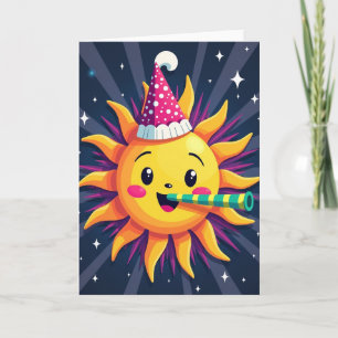 Joyful Smiling Sun Party Card