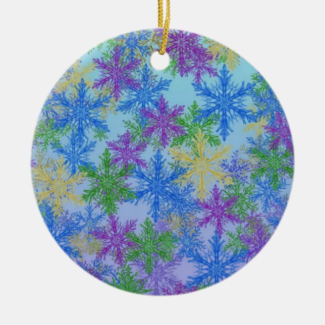 Joyful Snowfall — Colorful Holiday Ornament (Front)