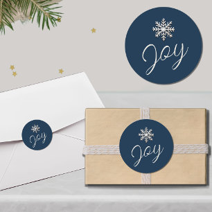 Joyful Snowflake Holiday Round Sticker