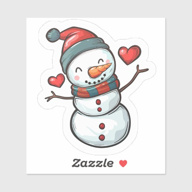 Joyful Snowman Celebrates Christmas! Sticker (Sheet)