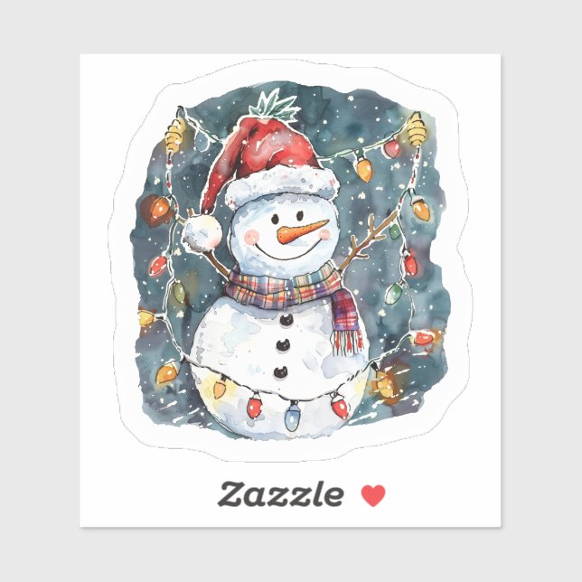 Joyful Snowman Decorates for Christmas Sticker (Sheet)