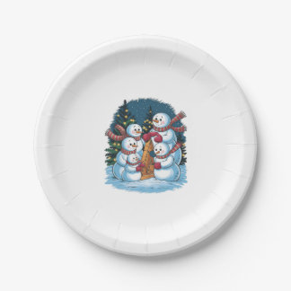 Joyful Snowman Family Paper Plates
