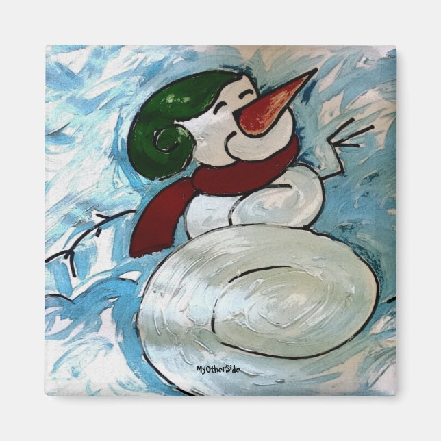 Joyful Snowman Magnet (Front)