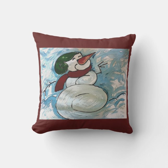 Joyful Snowman Pillow (Front)