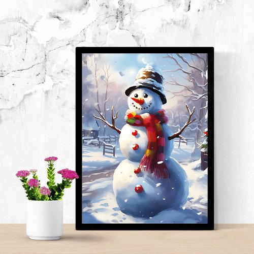 Joyful Snowman Wall Decor Poster