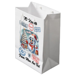 Joyful Snowman With Santa Sack Medium Gift Bag