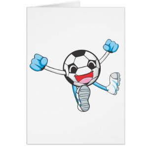 Joyful Soccer Player Jumping Cards
