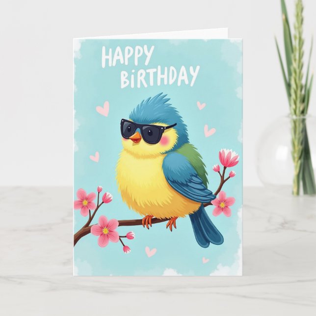 Joyful Spectacled Bird Card (Front)