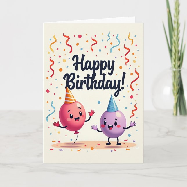 Joyful Sphere Pals Birthday Card (Front)