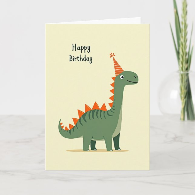 Joyful Spiked Dino Birthday Card (Front)