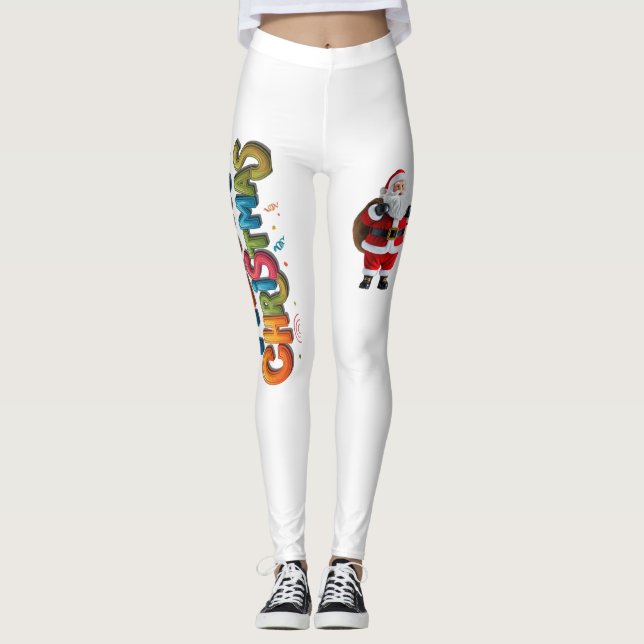 "Joyful Spirit: Merry Christmas Leggings" Leggings (Front)