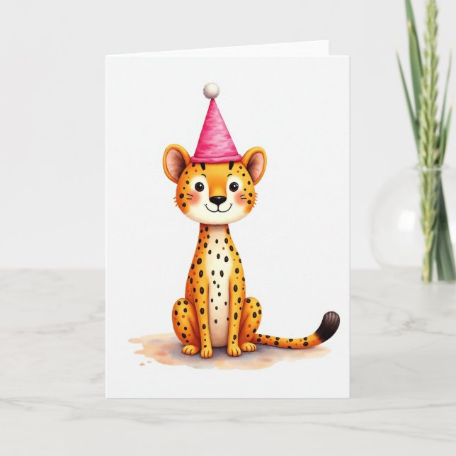 Joyful Spotted Cat Birthday Card (Front)