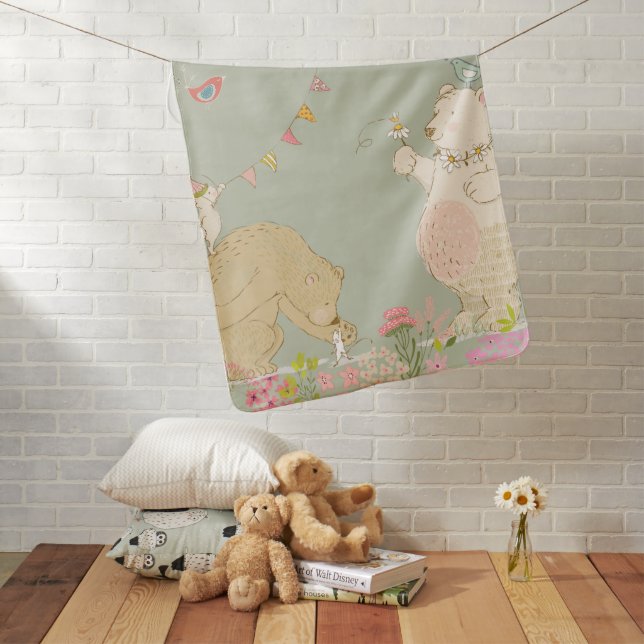 Joyful spring bears baby blanket (In Situ)