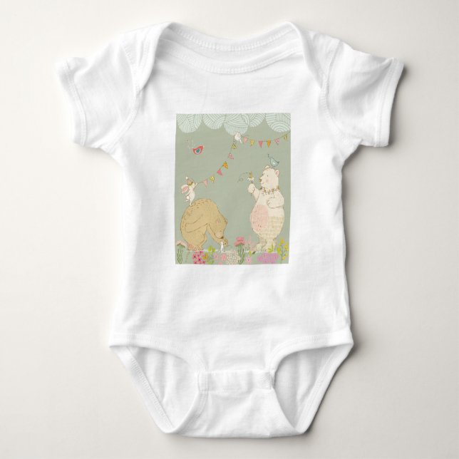 Joyful spring bears baby bodysuit (Front)