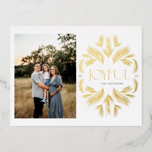 Joyful Spruce Frame  Foil Holiday Postcard