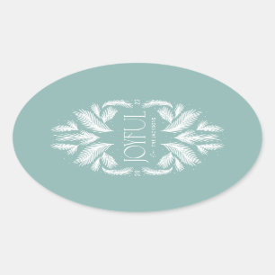 Joyful Spruce Frame Teal Oval Sticker