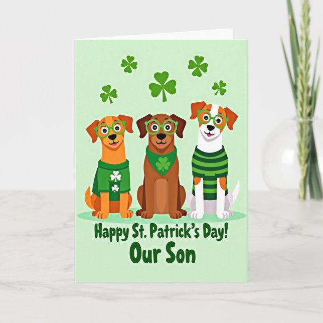 Joyful St Patricks Day Dogs Card (Front)