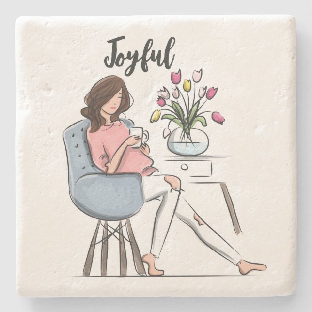Joyful Stone Coaster (Front)