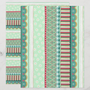 Joyful Stripe Green Christmas Scrapbook Paper