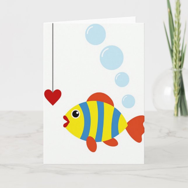 Joyful Striped Fish Heart Card (Front)