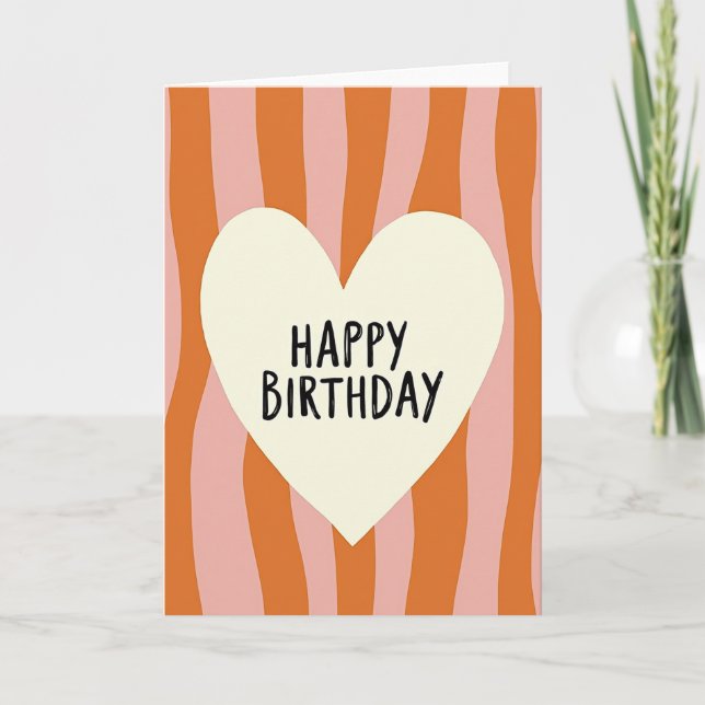 Joyful Striped Heart Card (Front)