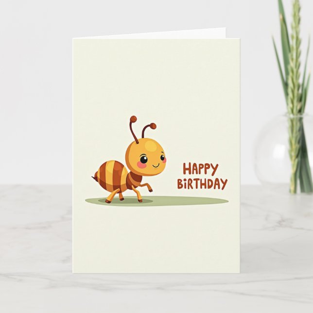 Joyful Striped Insect Birthday Card (Front)