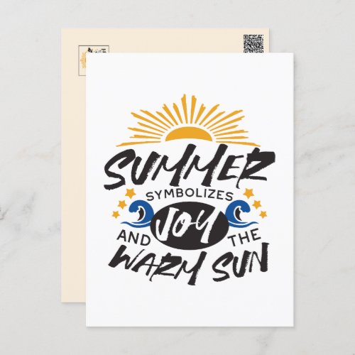 Joyful Summer Bliss _ Warm Sun Quote Postcard