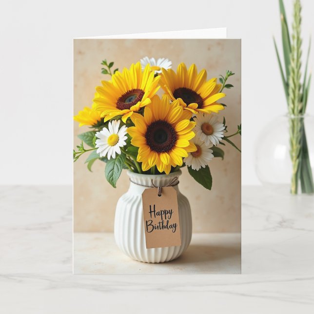 Joyful Sun Blooms Birthday Card (Front)