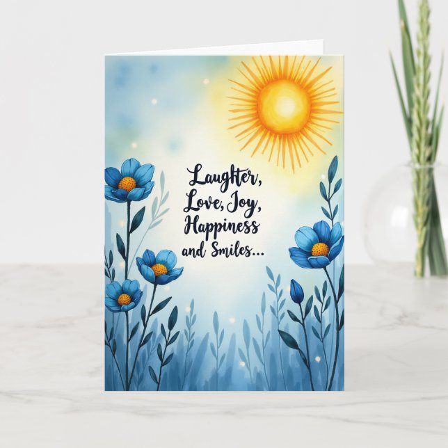 Joyful Sun Watercolor Card (Front)