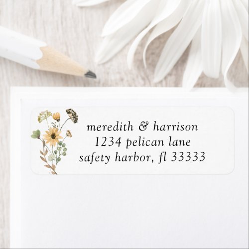 Joyful Sunny Wildflowers Bouquet Return Address Label